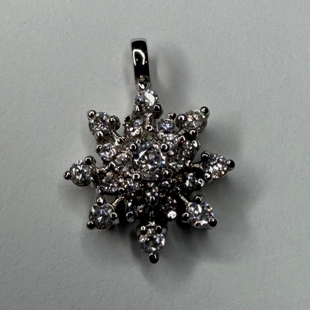 Unbranded Snowflake Pendant Silver Cubic Zirconia Cluster Women's OS Excellent
